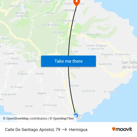 Calle De Santiago Apóstol, 79 to Hermigua map