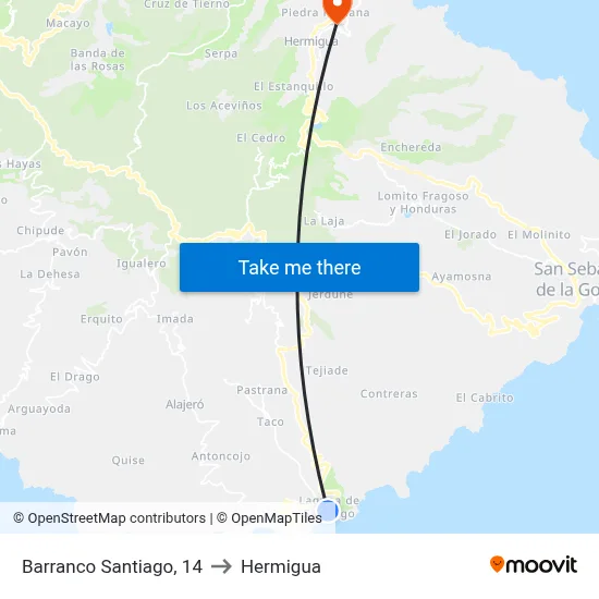 Barranco Santiago, 14 to Hermigua map