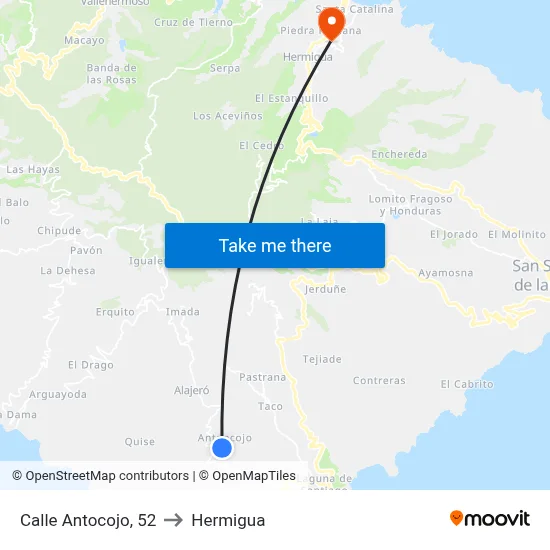 Calle Antocojo, 52 to Hermigua map