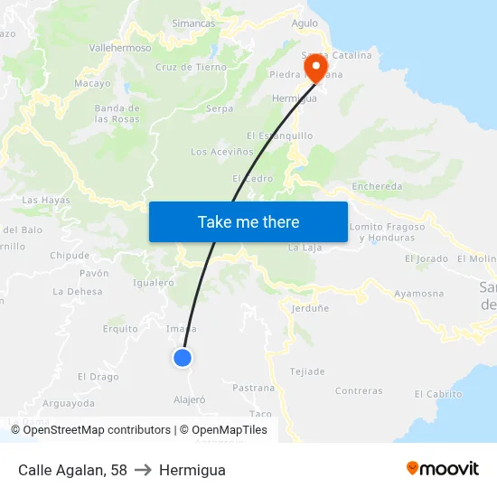 Calle Agalan, 58 to Hermigua map
