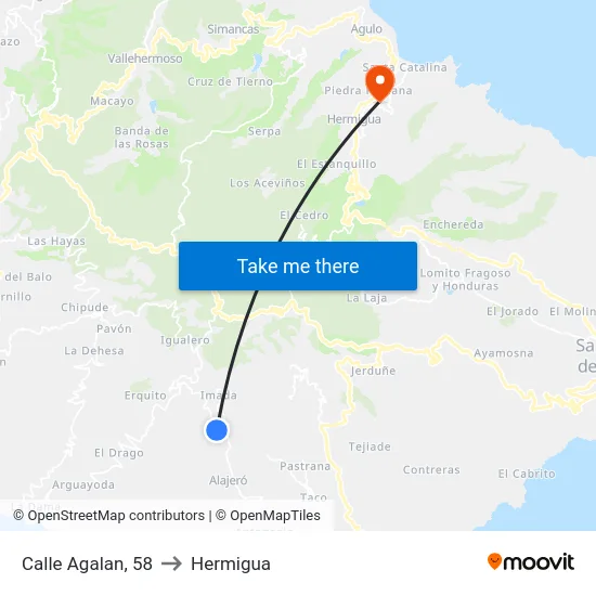 Calle Agalan, 58 to Hermigua map