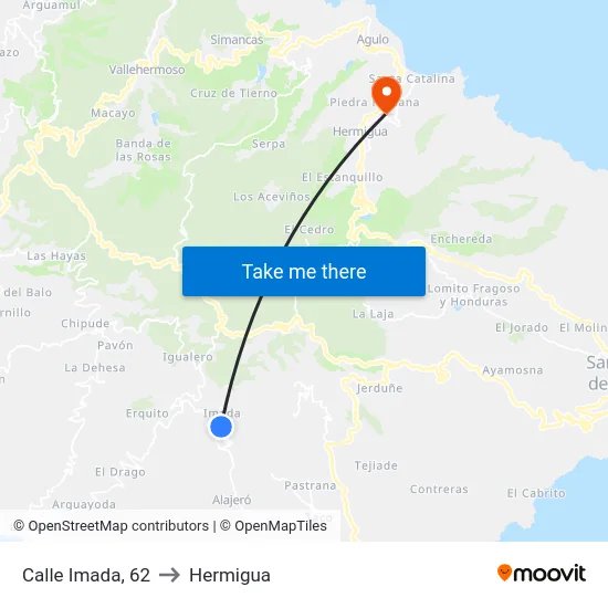 Calle Imada, 62 to Hermigua map