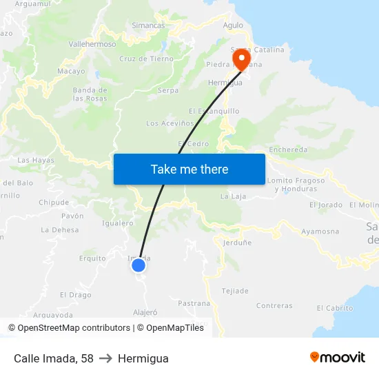 Calle Imada, 58 to Hermigua map
