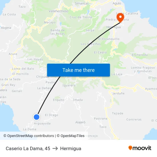 Caserio La Dama, 45 to Hermigua map
