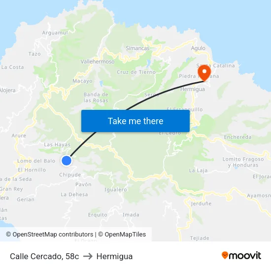 Calle Cercado, 58c to Hermigua map