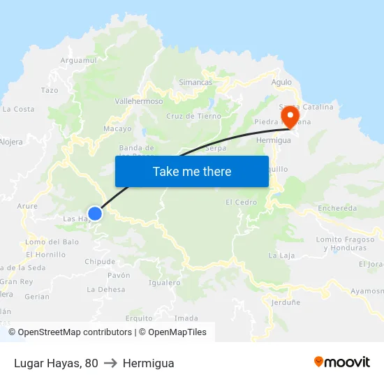 Lugar Hayas, 80 to Hermigua map