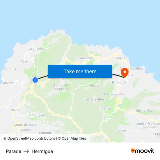 Parada to Hermigua map