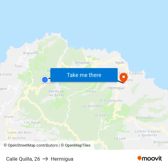 Calle Quilla, 26 to Hermigua map