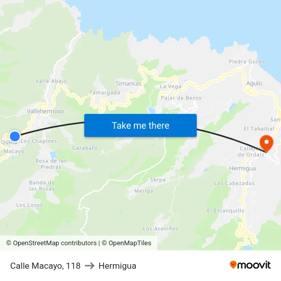 Calle Macayo, 118 to Hermigua map