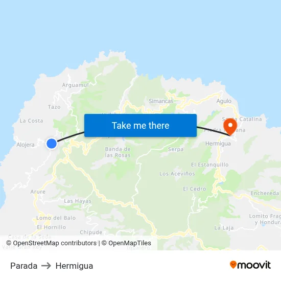 Parada to Hermigua map
