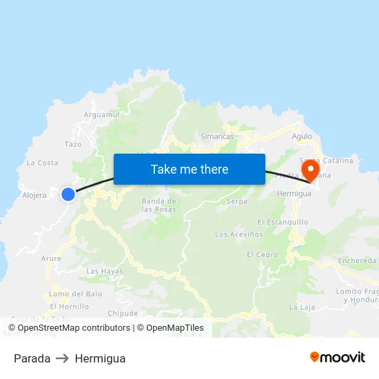 Parada to Hermigua map