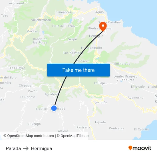 Parada to Hermigua map