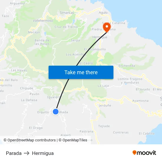 Parada to Hermigua map