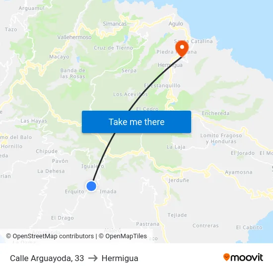 Calle Arguayoda, 33 to Hermigua map