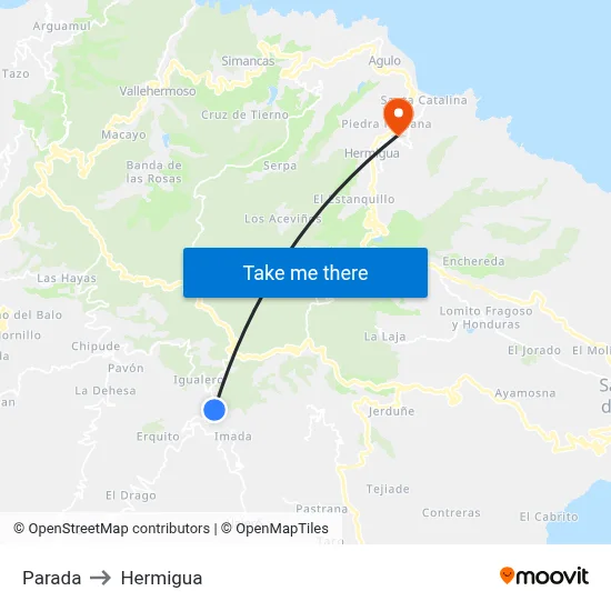 Parada to Hermigua map