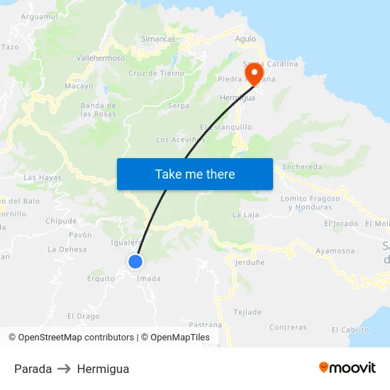 Parada to Hermigua map