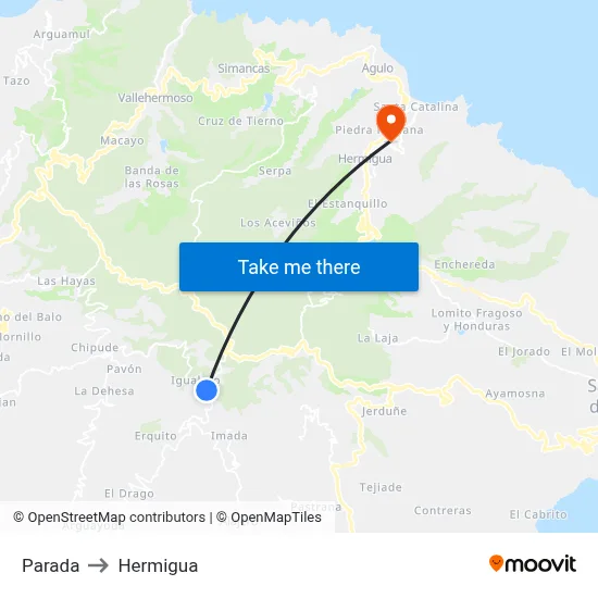 Parada to Hermigua map
