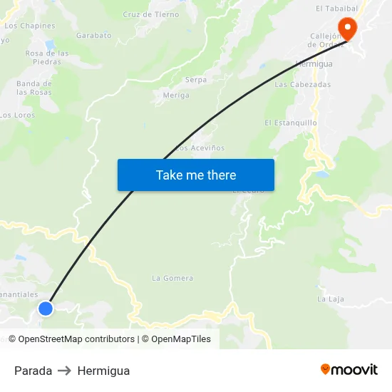 Parada to Hermigua map