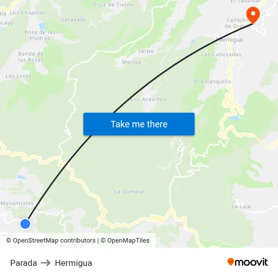Parada to Hermigua map