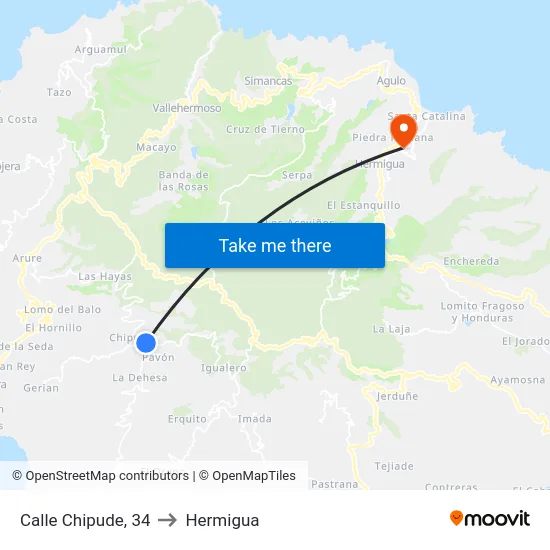 Calle Chipude, 34 to Hermigua map