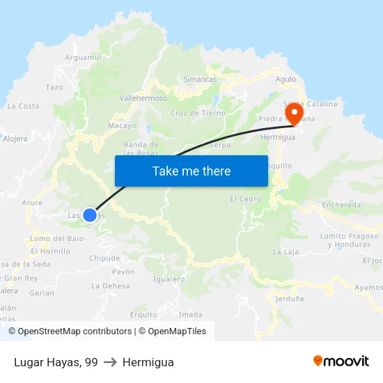 Lugar Hayas, 99 to Hermigua map