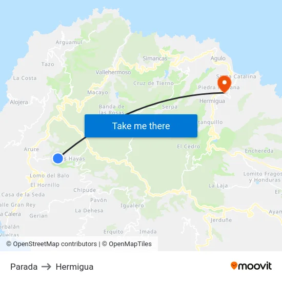 Parada to Hermigua map