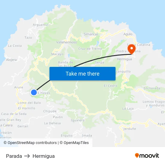 Parada to Hermigua map