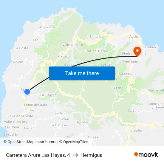 Carretera Arure Las Hayas, 4 to Hermigua map