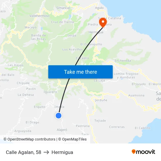 Calle Agalan, 58 to Hermigua map