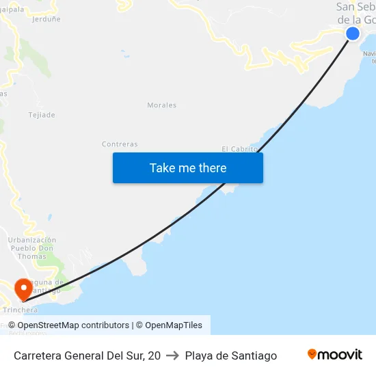 Carretera General Del Sur, 20 to Playa de Santiago map
