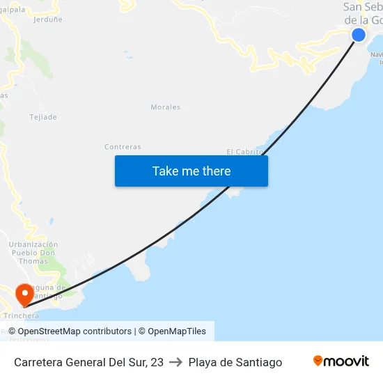 Carretera General Del Sur, 23 to Playa de Santiago map