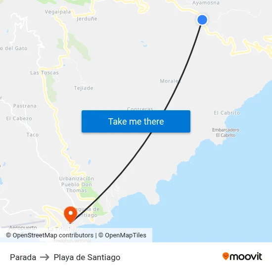 Parada to Playa de Santiago map