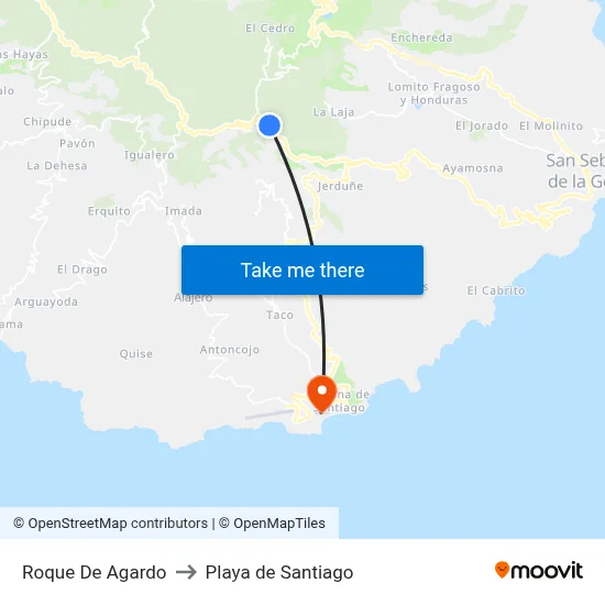 Roque De Agardo to Playa de Santiago map