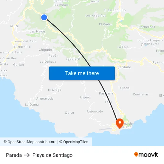Parada to Playa de Santiago map