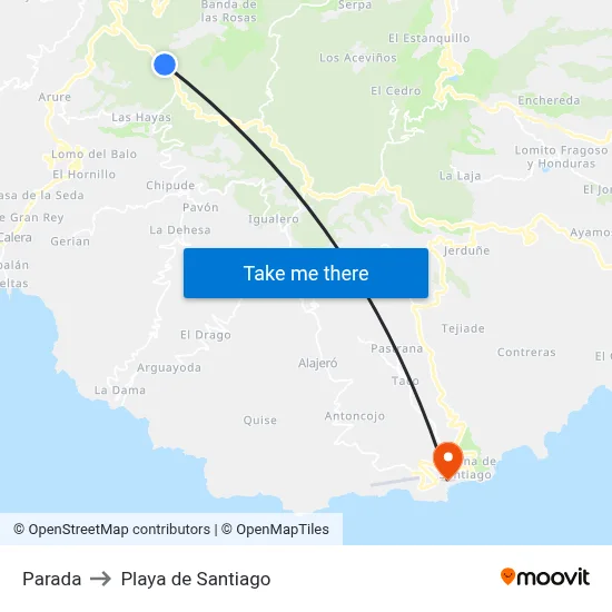 Parada to Playa de Santiago map