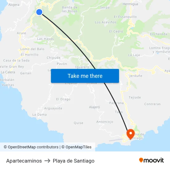 Apartecaminos to Playa de Santiago map