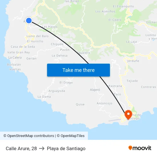 Calle Arure, 28 to Playa de Santiago map