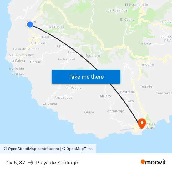 Cv-6, 87 to Playa de Santiago map