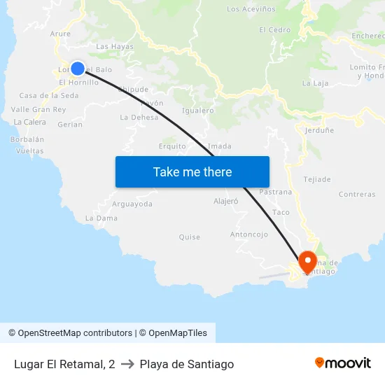 Lugar El Retamal, 2 to Playa de Santiago map