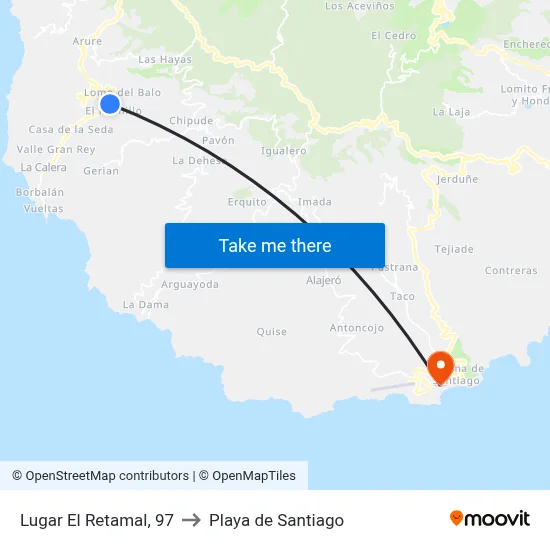 Lugar El Retamal, 97 to Playa de Santiago map