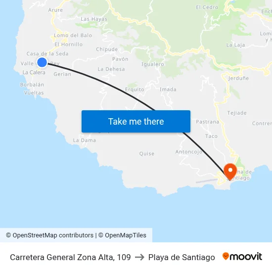 Carretera General Zona Alta, 109 to Playa de Santiago map