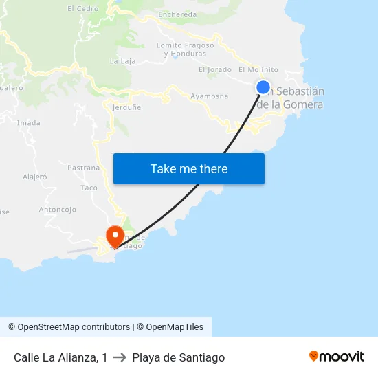 Calle La Alianza, 1 to Playa de Santiago map