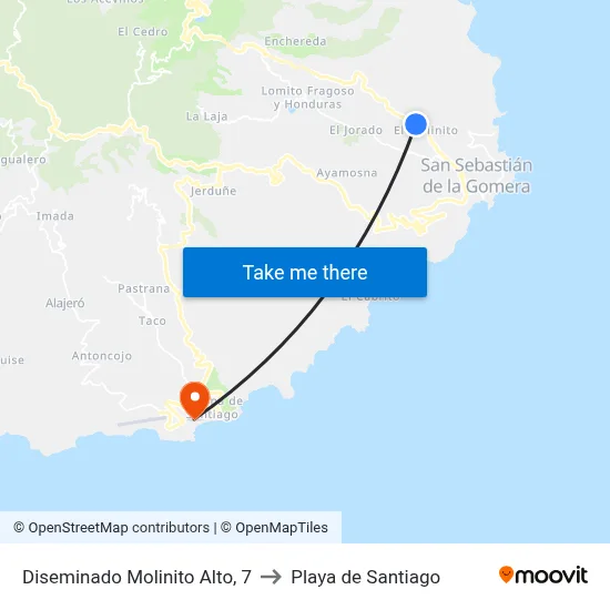 Diseminado Molinito Alto, 7 to Playa de Santiago map