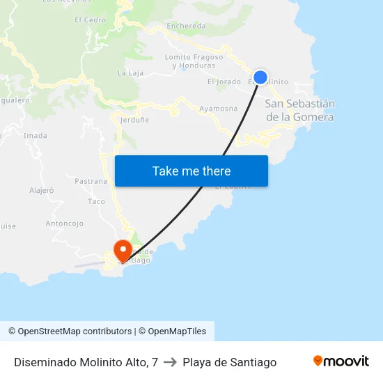 Diseminado Molinito Alto, 7 to Playa de Santiago map