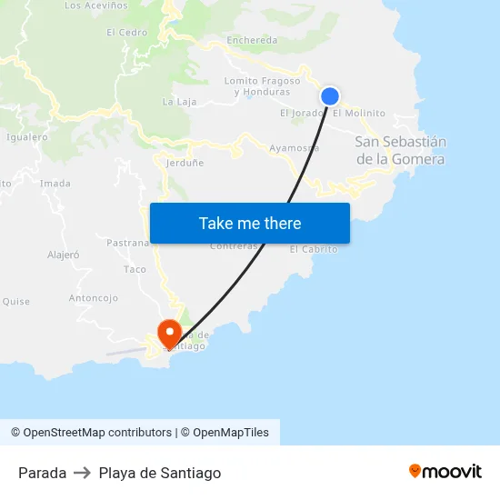 Parada to Playa de Santiago map