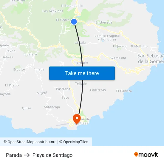Parada to Playa de Santiago map