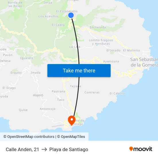 Calle Anden, 21 to Playa de Santiago map