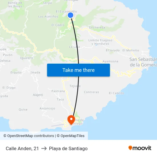Calle Anden, 21 to Playa de Santiago map