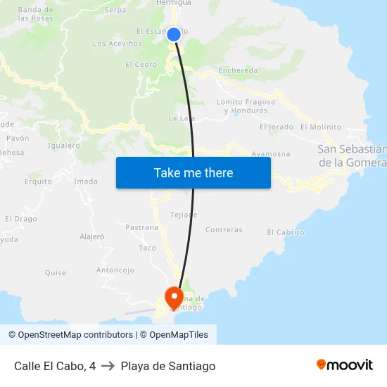 Calle El Cabo, 4 to Playa de Santiago map
