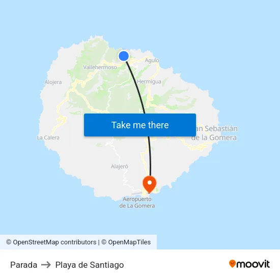 Parada to Playa de Santiago map